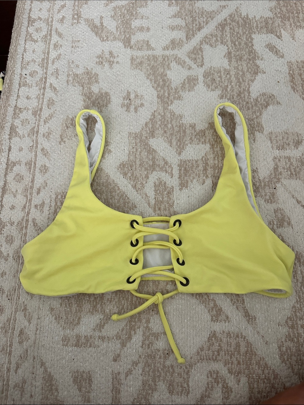Pilyq electric Yellow Lace-Up Bikini Top